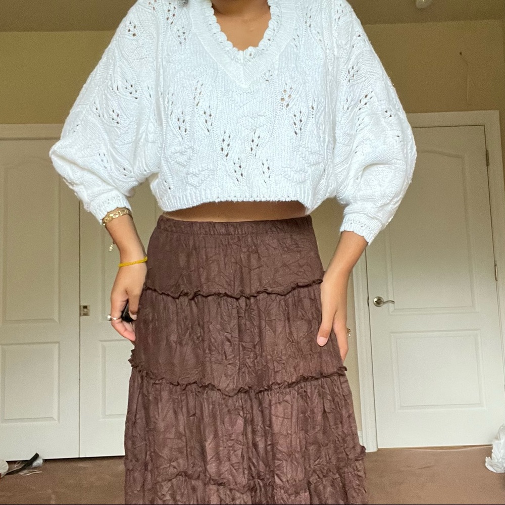 Long brown flowy skirt